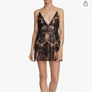 Free People Black Lace Overlay Dress READ DESCRIPTION